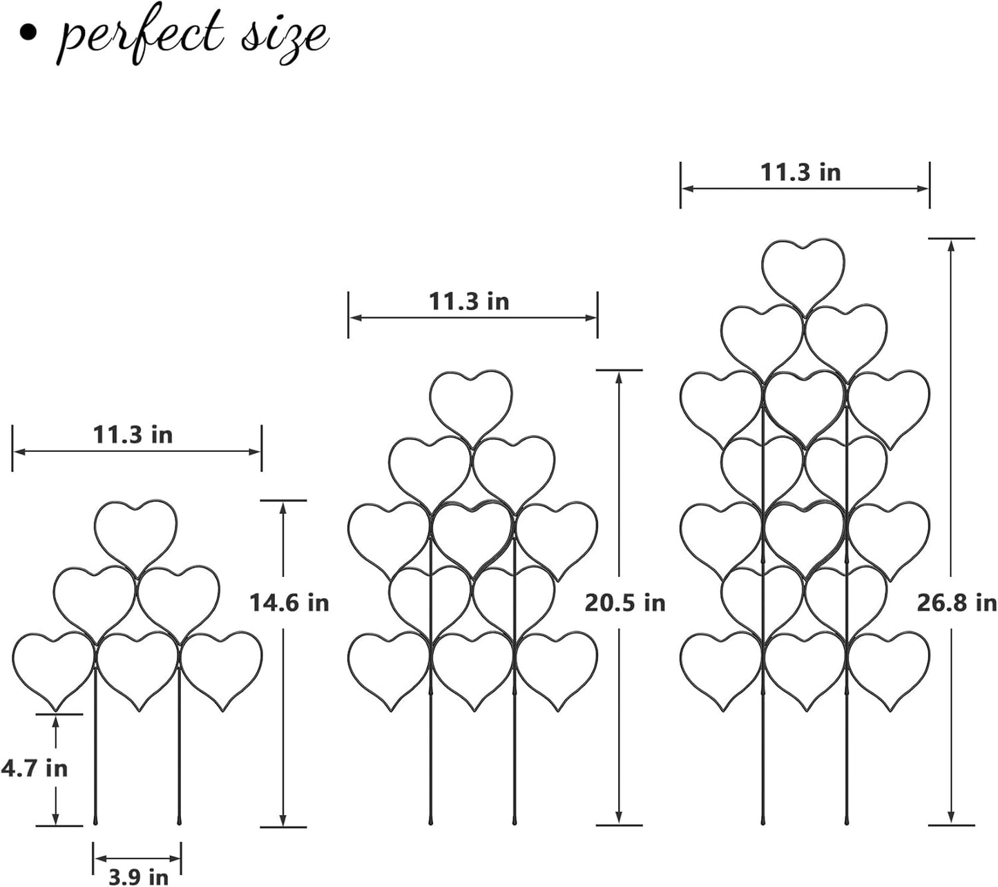 Indoor Plant Trellis for Climbing Plants, Stackable Garden Trellis for Potted Plants, Small House Plant Trellis for Vine Ivy Flower Plant Support Outdoor DIY Metal Trellis 3 Pack, Black
