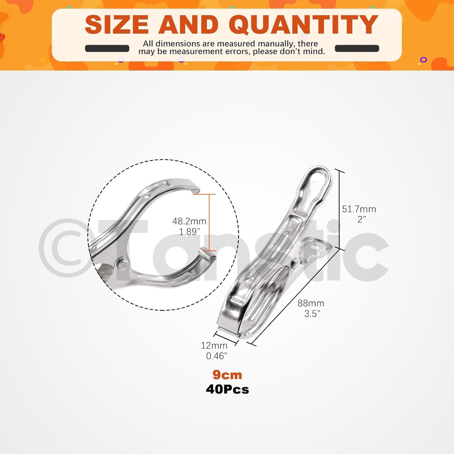 Tanstic 40Pcs 3.5 Inch Stainless Steel Greenhouse Clamps Garden Clips Greenhouse Clips Heavy Duty Garden Clips with Strong Grip and Large Open Mouth for Netting Holding