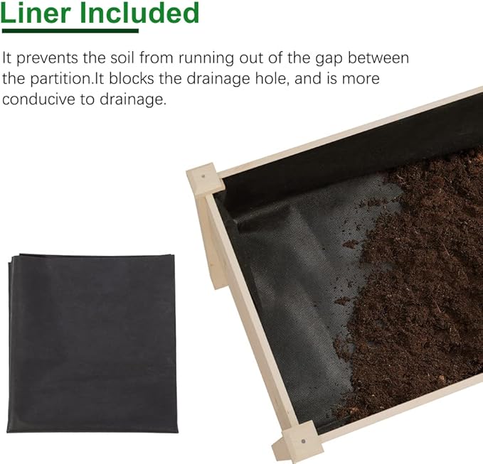 Raised Garden Bed 48.5x24.4x30 Inch, Elevated Wood Planter Box with Legs for Vegetable Flower Herb Outdoors Backyard, Patio, Balcony with Liner (Natural Wood)