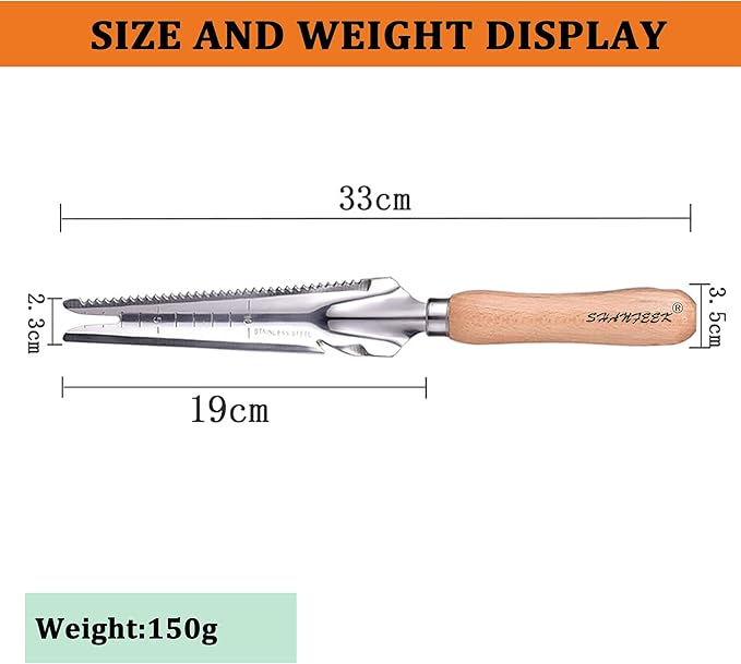 SHANFEEK Weed Puller Crack Weeder Weed Remover Tool for Yard Hoe Gardening Tools Stainless Steel One-Piece Molding (I-Type)