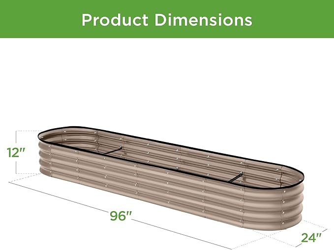 Best Choice Products 8x2x1ft Outdoor Metal Raised Garden Bed, Oval Deep Root Planter Box for Vegetables, Flowers, Herbs, and Succulents w/ 108 Gallon Capacity - Taupe