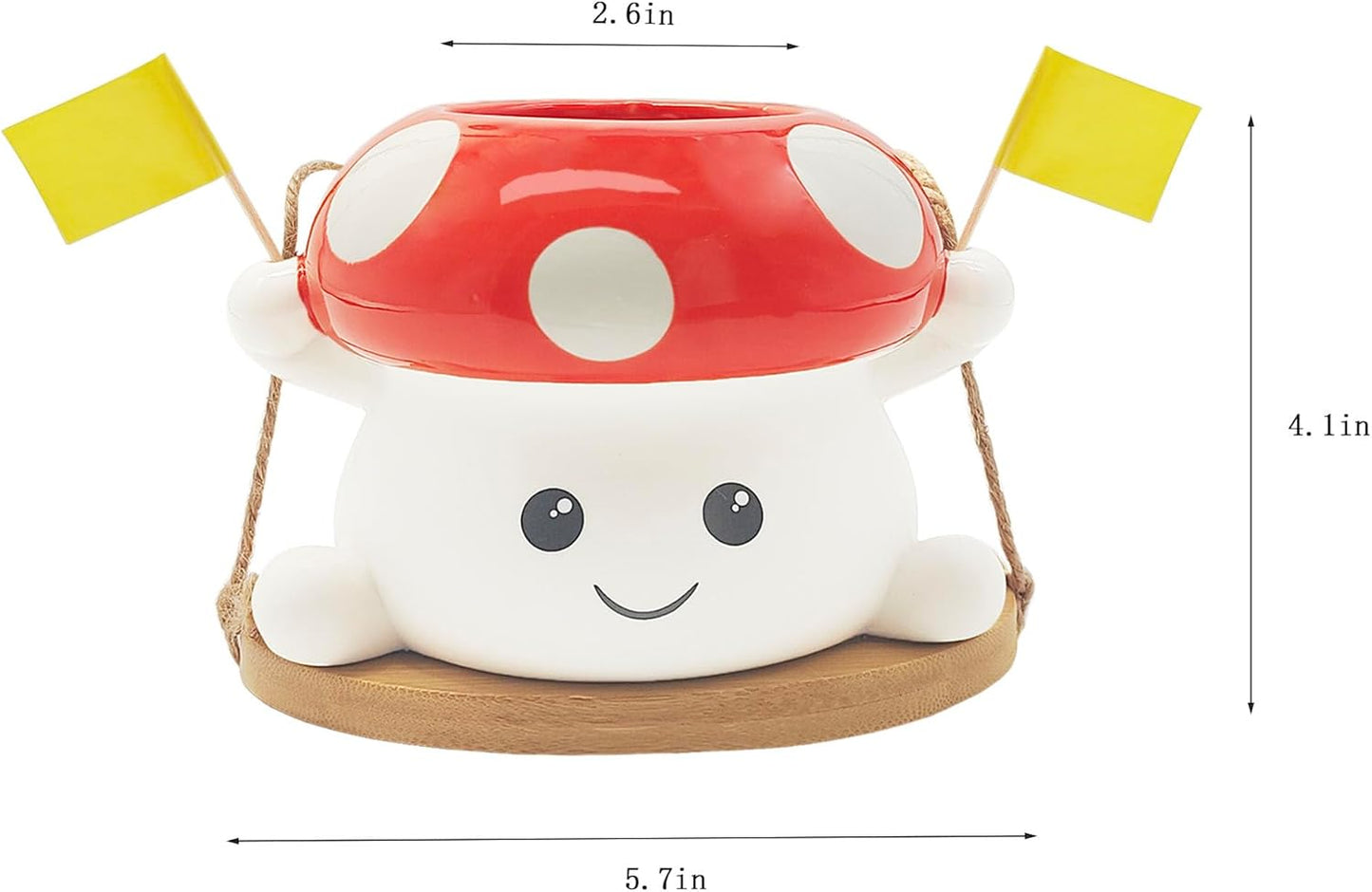 Mushroom Swing Plant Pot,Ceramic Hanging Plant Holder for Indoor Outdoor Plants,Cute Plant Hanger Flower Pot Mushroom Garden Decor Mushroom Gift