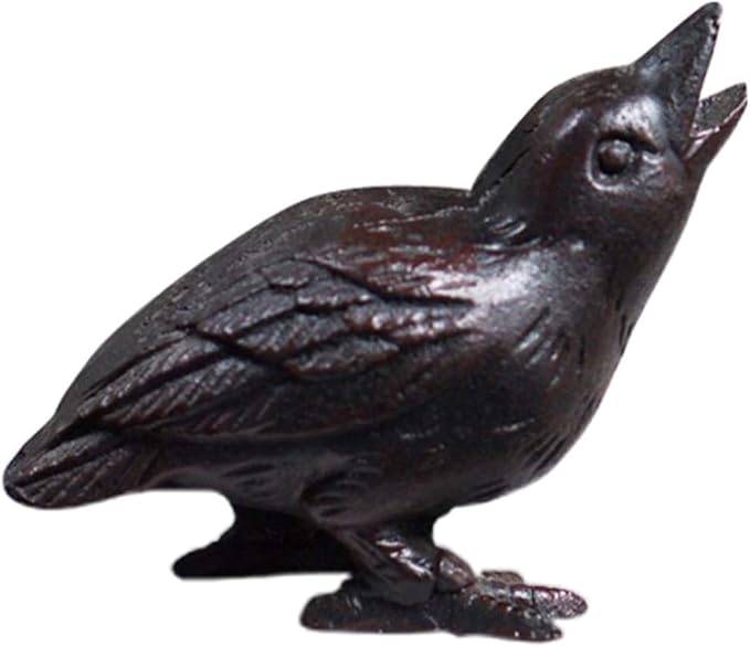 NACH Cast Iron Baby Crow Statue, Raven Garden Statues, Crow Garden Sculpture, Bird Figurines Home Decor, Crow Decor, Raven Decor, Black Bird Statue, 5.4 x 2.2 x 3.2 inches, JS-90-7116