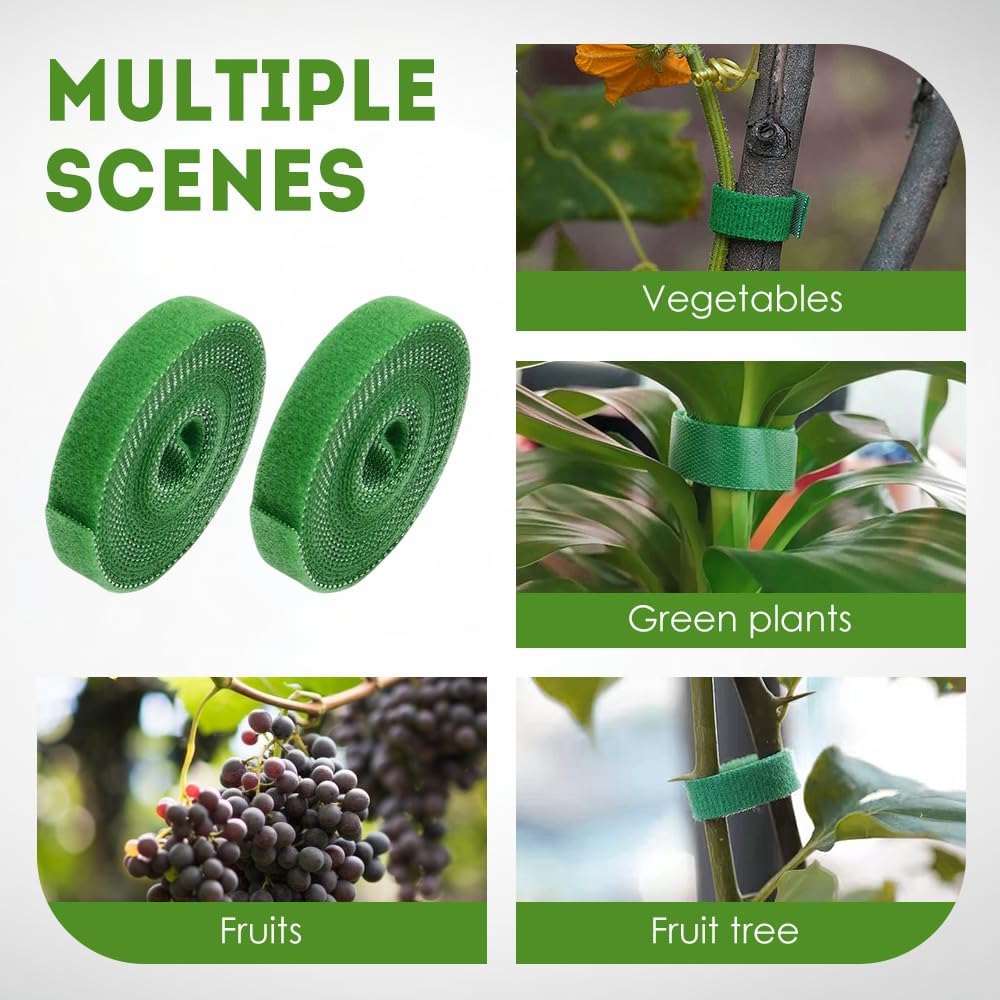 Reusable Plant Ties Tape for Climbing Plants, Garden Ties Tomato Plant Supports, Adjustable Garden Twine & Twist Ties Plant Ties for Outdoor Indoor Plants Stakes Gardening Supplies (White, 3 Rolls)