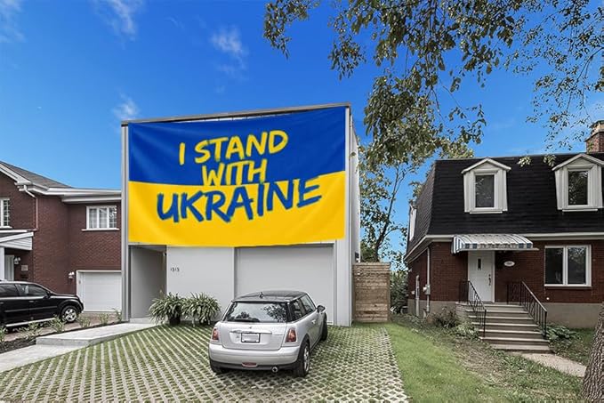 I Stand with Ukraine Flag Extra Large Flag 12x18FT Giant Ukrainian National Polyester Banner With 5 Grommets Fade Resistant Vivid Color For Patriotic Festival Events Party Decoration