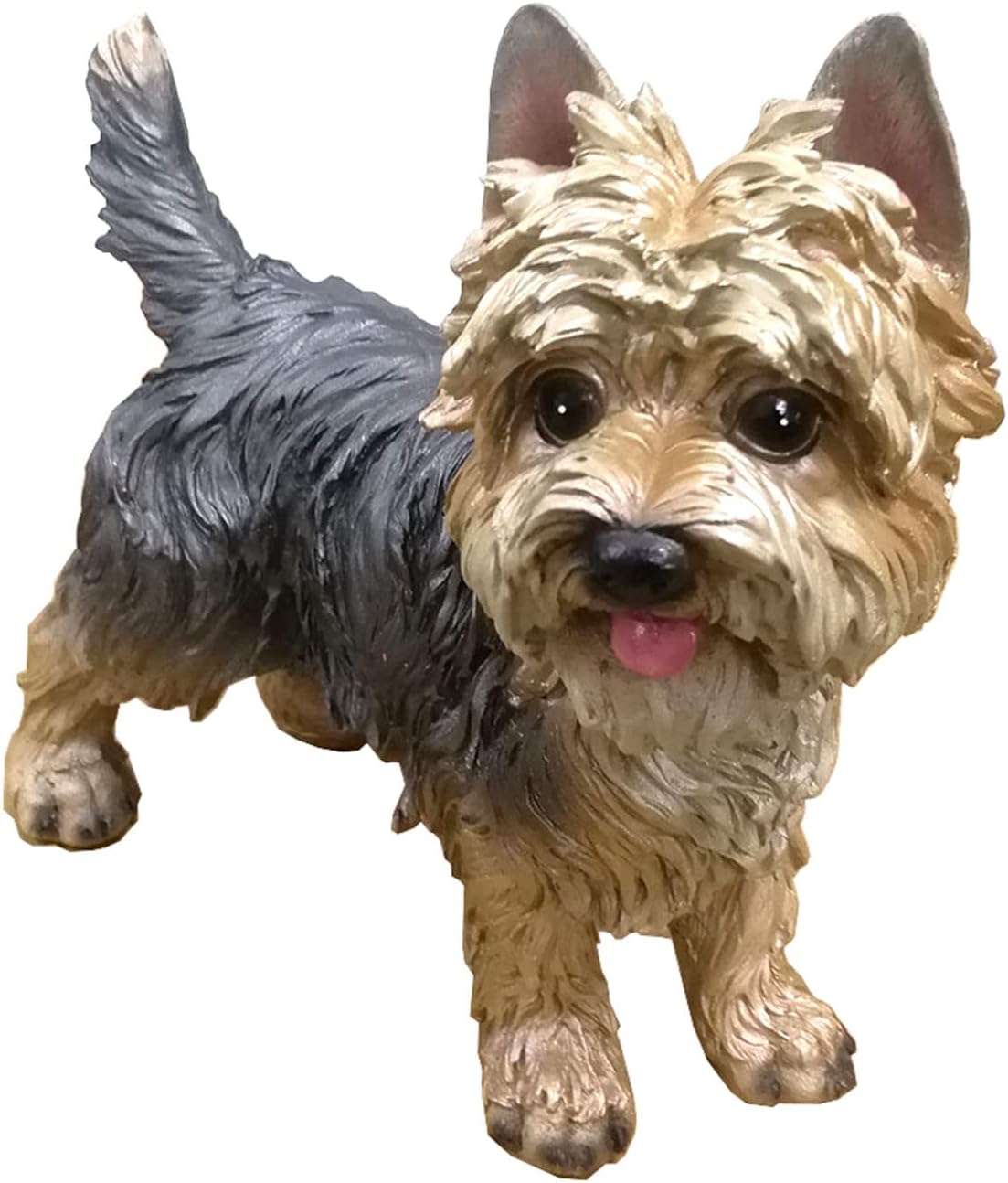WANLIAN Yorkshire Terrier Dog Statue Simulation Dog Ornaments Realistic Hand Painted Polyresin Figurine for Home and Garden Decor, 8.66"x 3.93" x 7.87"in,Multicolor(Yorkshire Terrier Statue)