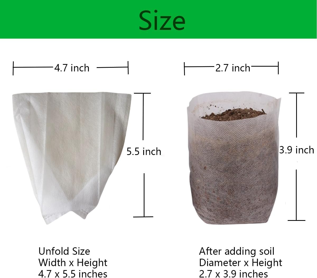 gardtree Plant Nursery Bags 4.7 * 5.5 inches 200PCS, Non-Woven Plant Grow Bags Fabric Seedling Starter for Vegetable Flower Fruit Saplings Tree, Home Garden Supply