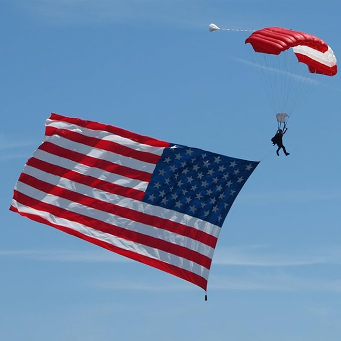 AZCOVER American Flag 15x25 FT Luxury Us Flag for Outside Made in USA Heavy Duty Nylon American Flags for Outdoor with Embroidered Stars Sewn Stipes and Brass Grommets All Weather Lasting United