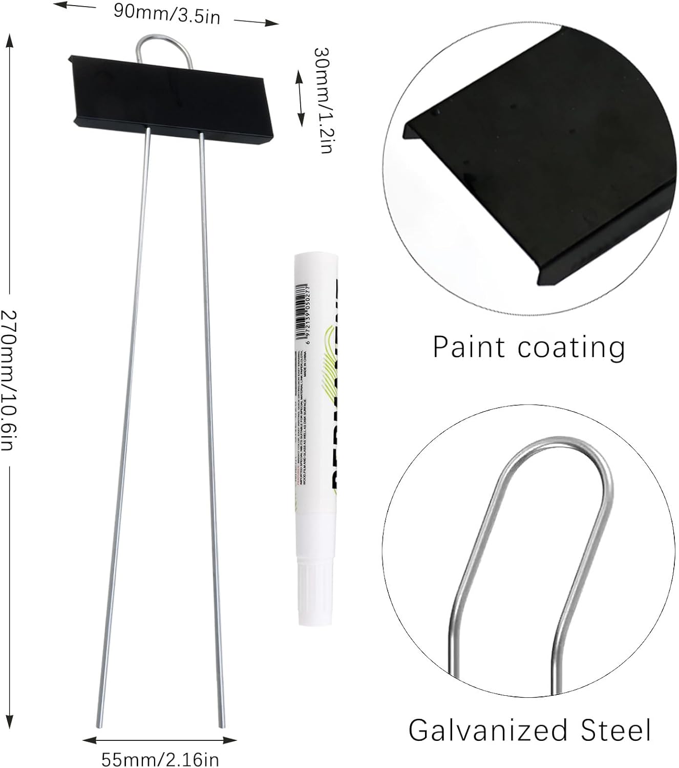 Plant Labels Metal Stainless Steel Garden Plant Markers Weatherproof Stake Tag Garden Plant Tags with Pen for Outdoor Seedling Flower Herb Vegetable Greenhouse(30 Pack) (Black)