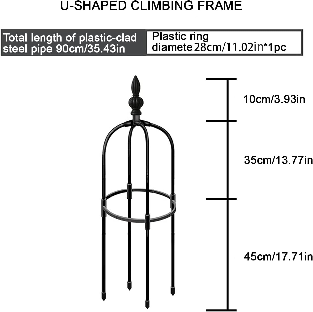 Tower Obelisk Garden Trellis, Metal Obelisk Plant Support Gardening Climbing Frame for Outdoor Indoor Climbing Plants, Black (Black, 0.9m / 2.9ft)