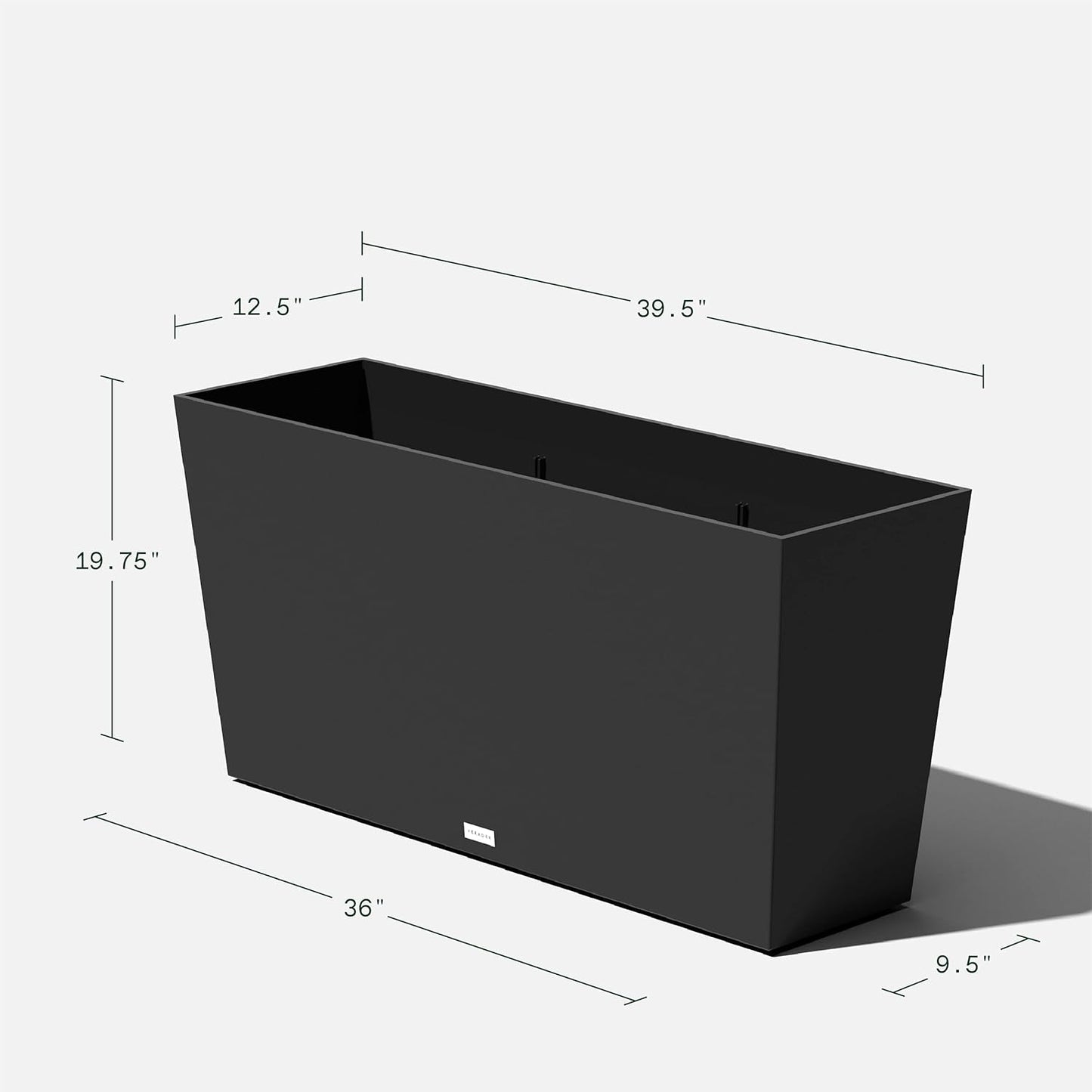Veradek Pure Series Midori Trough Planter - Large Rectangular Planter for Indoor or Outdoor Deck/Porch | Durable All-Weather Use with Drainage Holes | Modern Decor for Shrubs, Flowers, Small Plants