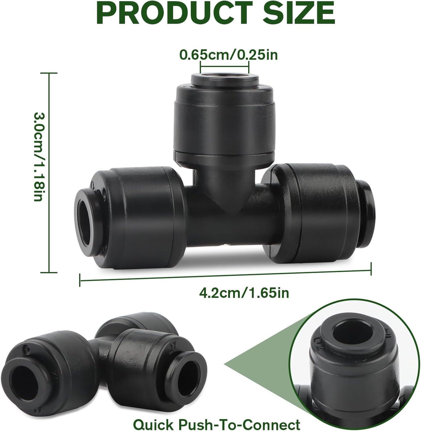 30Pcs 1/4'' Drip Irrigation Tee Connectors with 4Pcs Plugs, Kalolary Drip Irrigation Fittings for 4/7mm Irrigation Tubing 3 Hose Quick Connectors Leak Free Splitter Fitting for Water Irrigation System