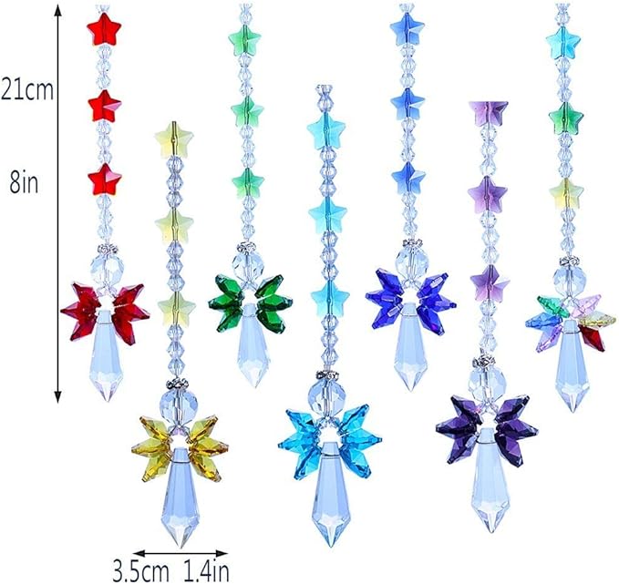 Crystalsuncatcher Crystal Glass Guardian Angel Rainbow Maker Collection Suncather,Set of 7