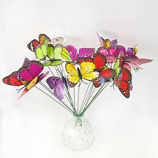 20pc Butterfly Stakes, 9.8in 3D Butterfly Garden Ornaments - Patio Decor for Indoor, Outdoor, Yard & Christmas