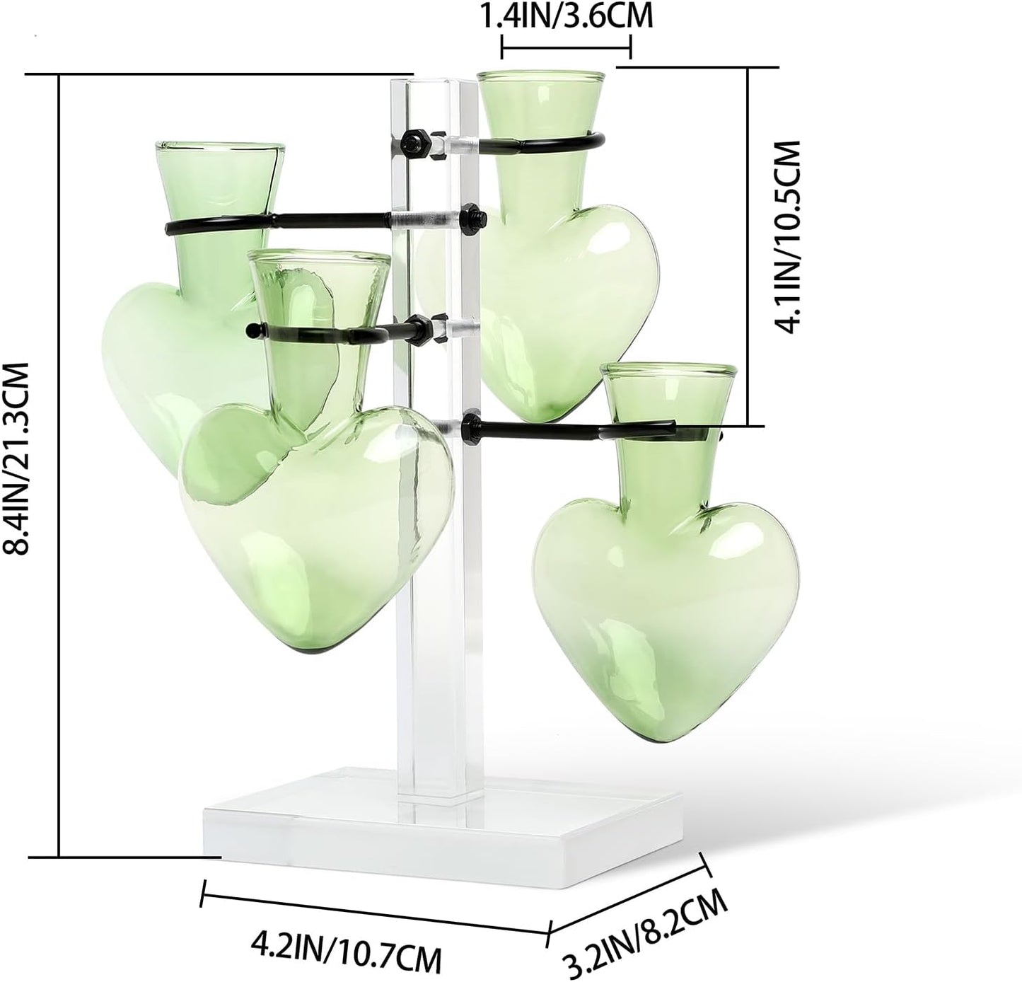 Clear Plants Propagation Stations Terrarium Kit Birthday Gift for Women for Indoor Home Office Decor Acrylic Plant Accessories - 4 Love Hear Vase