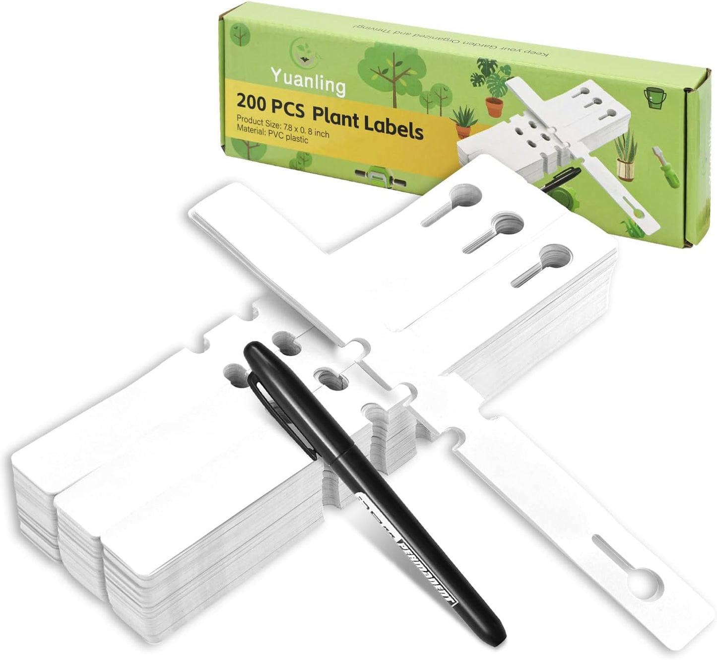 Plant Labels Yuanling Plastic Plant Tree Tags Wrap Around Hanging Tags Nursery Tree Markers Adjustable Garden Labels for Indoor Outdoor Gardening Plants (White)