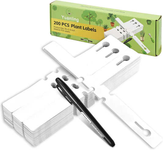 Plant Labels Yuanling Plastic Plant Tree Tags Wrap Around Hanging Tags Nursery Tree Markers Adjustable Garden Labels for Indoor Outdoor Gardening Plants (White)