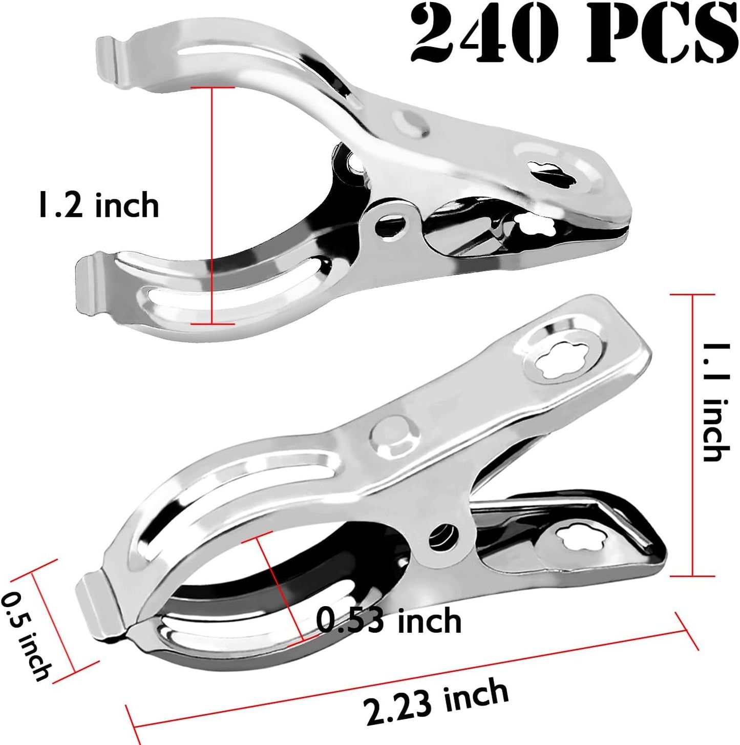 BESTEEL Upgraded 240 PCS Garden Clips, Greenhouse Clamps 100% Stainless Steel Heavy Duty Greenhuose Clips for Netting - Strong Grip to Hold Down Shade Cloth or Plant Cover on Garden Greenhouse Hoops