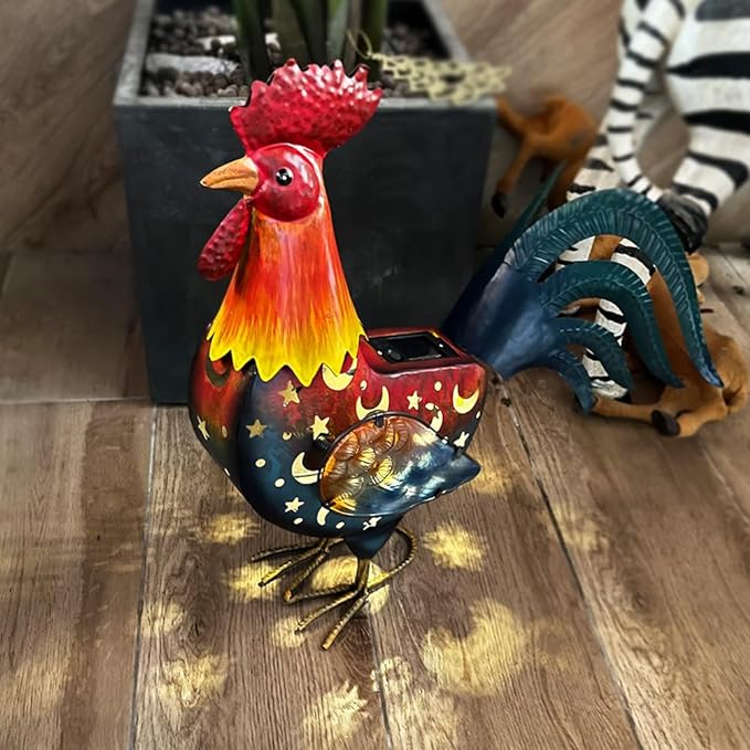 LIFFY Metal Rooster Yard Decor,18 Inch Solar Chicken Yard Decorations Outdoor,Garden Rooster Decor for Outside,Lawn Statues Decorative Ornaments for Home Patio Backyard Landscape