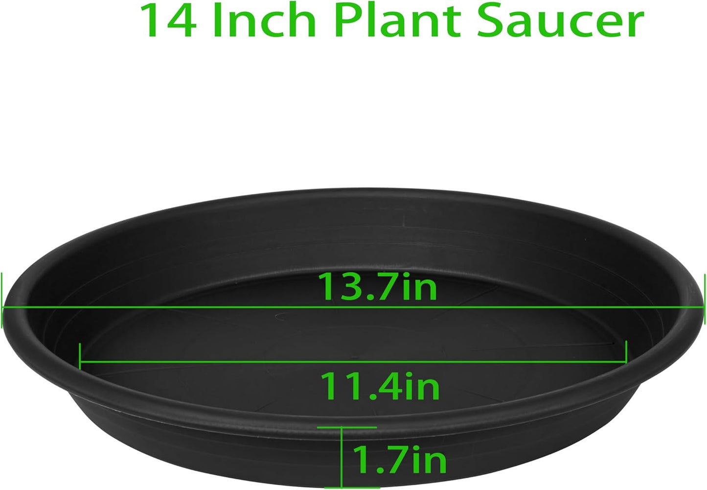 5 Pack of 14 inch Plant Saucer Plant Tray, Plastic Plant Saucer 14 inch, Heavy Duty Plant Tray for Pots, Plant Saucers for Indoors Planter, Garden Water Plate Bowls for Gallon Grow Bags (Black)