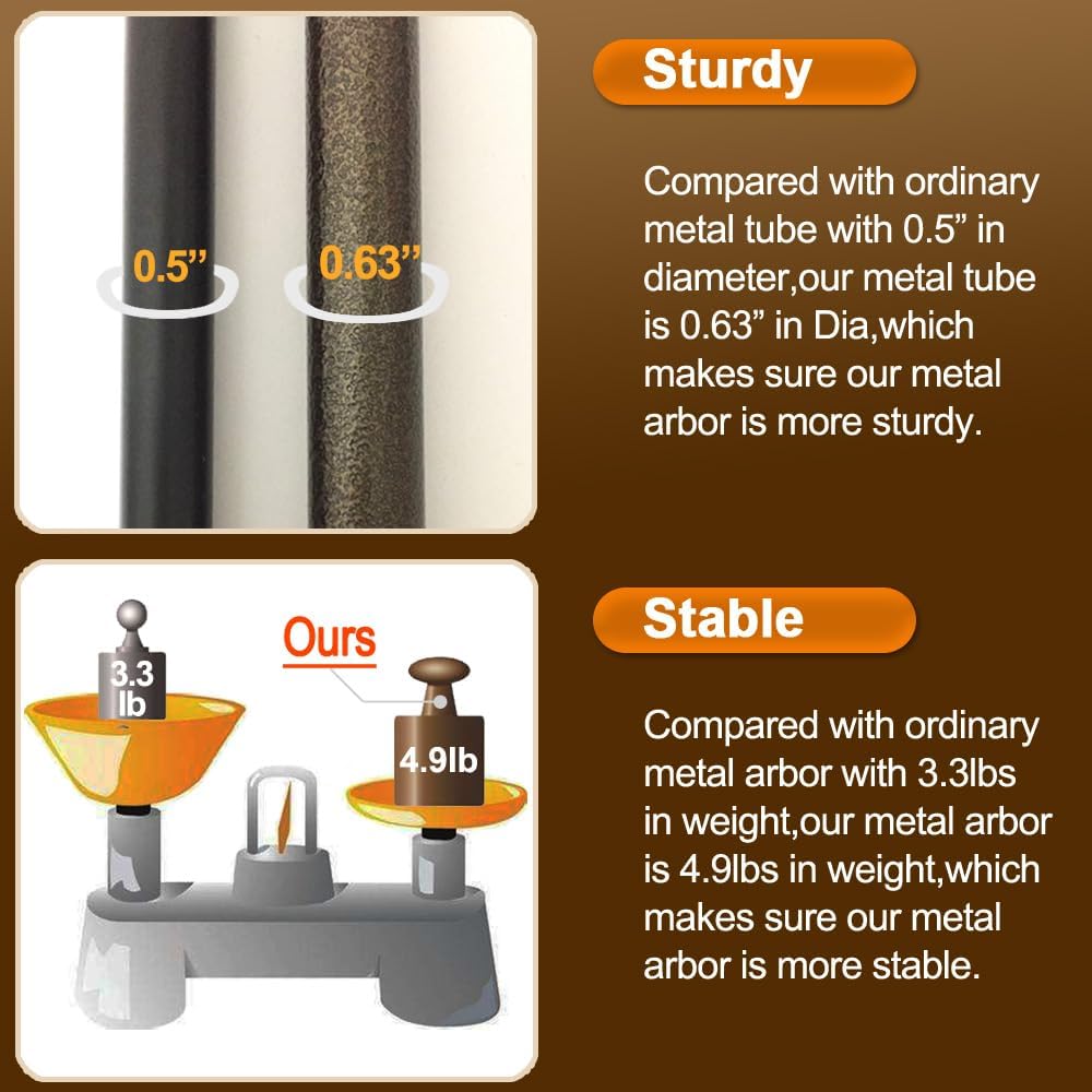 100% Metal Obelisk Garden Trellis 6.3 Feet Tall Sturdy Plant Support for Climbing Vines and Flowers Stands,1pc Upgrade (Bronze, Large)