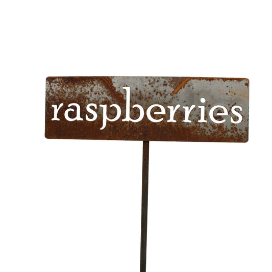 Classic Metal Garden Markers 19 Inches Tall (raspberries, Naturally Rusted)