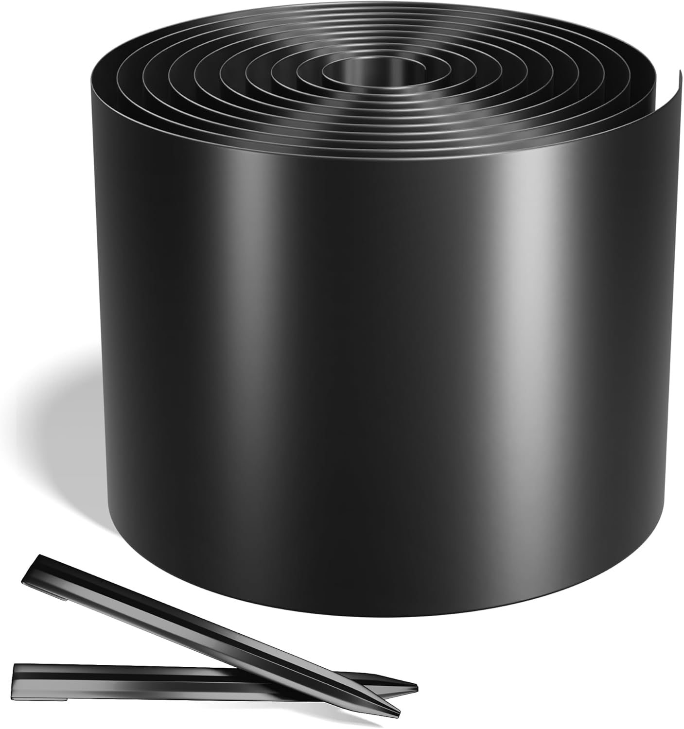 Worth Galvanized Steel Landscape Edging 8" x25' Metal Garden Edging Roll Flexible Bender Border with 8Pcs Stakes for Lawn, Flower Bed Edges, Black