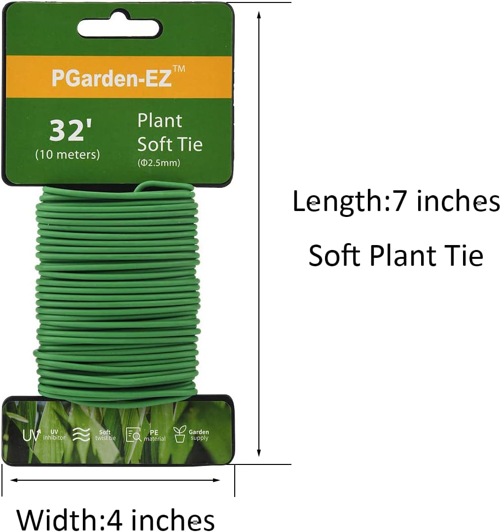 Plant Ties - 32.8ft Soft Twist Ties Green TPR Garden Ties Supply, for Supporting Plants Tomatoes Office Home Organizing
