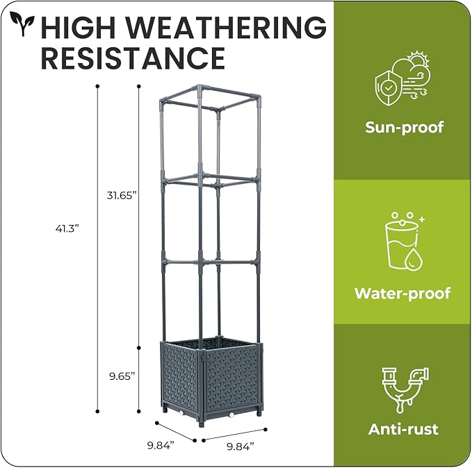Raised Garden Bed with Tomato Planter Box Trellis