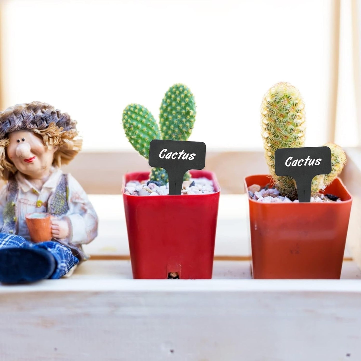 KINGLAKE 100 Pcs Waterproof Thick Plastic Black Plant Tags T Type Nursery Garden Labels