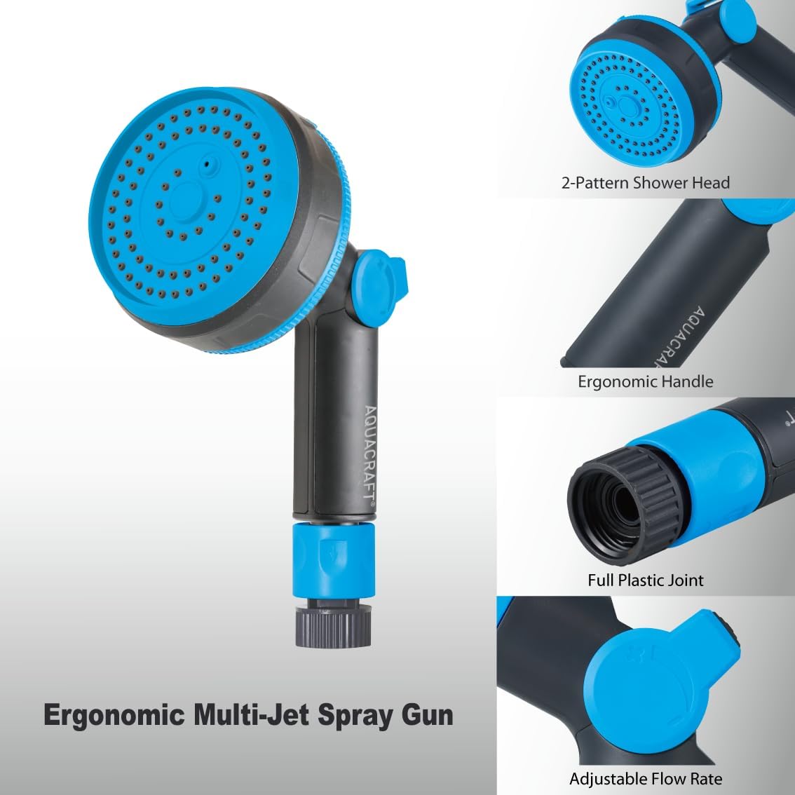 Garden Hose Nozzle, Ergonomic 2-Pattern Water Hose Nozzle Spray Gun, Adjustable comfort spray gun with thumb control for Garden, Plants, Car Wash, Cleaning, Showering Pets