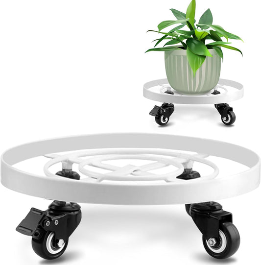 AMAGABELI GARDEN & HOME 2 Pack 14" Metal Plant Caddy with Wheels Heavy Duty Rolling Plant Stand Roller 440 lbs Capacity with 360°Lockable Wheel Pot Dolly Indoor Outdoor Plant Mover Trolley Casters