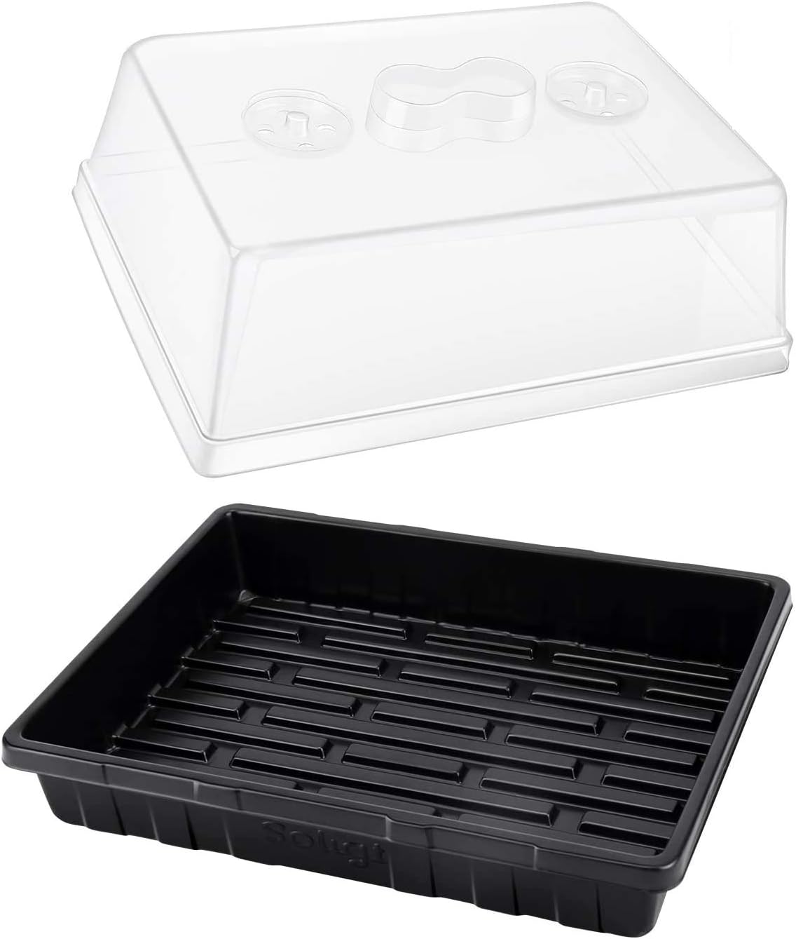 [Thick Plastic] 3-Set Strong Seed Starter Trays with 5" Humidity Domes for Seed Starting, Germination, Seedling Propagation & Plant Growing, Holds 144 Cells in Total