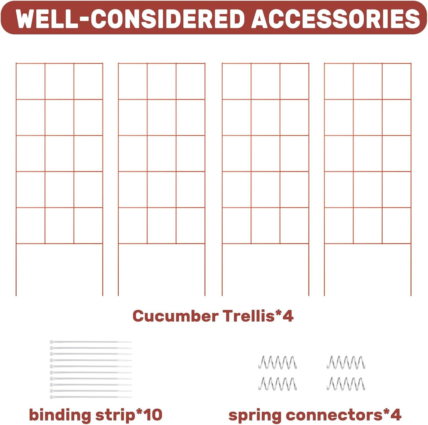 DOEWORKS Cucumber Trellis, 48" High Foldable A Frame Garden Trellis, 2 Pack, Plant Support for Climbing Cucumber, Beans, Tomatoes, Flowers, Red