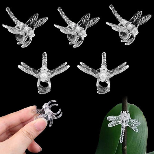 Watris Veiyi 100Pcs Plant Orchid Clips, Garden Plant Support Clip, Dragonfly Orchid Clips, Portable Cute Flower Vine Clips(Transparent)