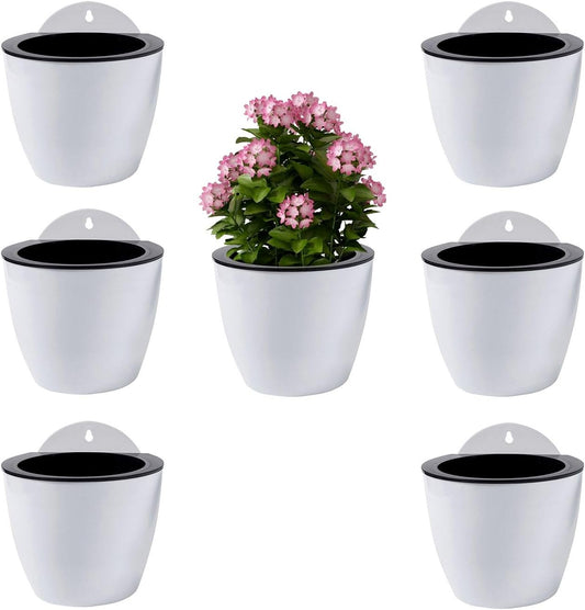 ShoppeWatch Wall Planters for Indoor Plants 7 Pack | Hanging Planters Large 7 Inch with Hooks | Wall Pots for Plants | 7.28 x 6.1 inches - PL35