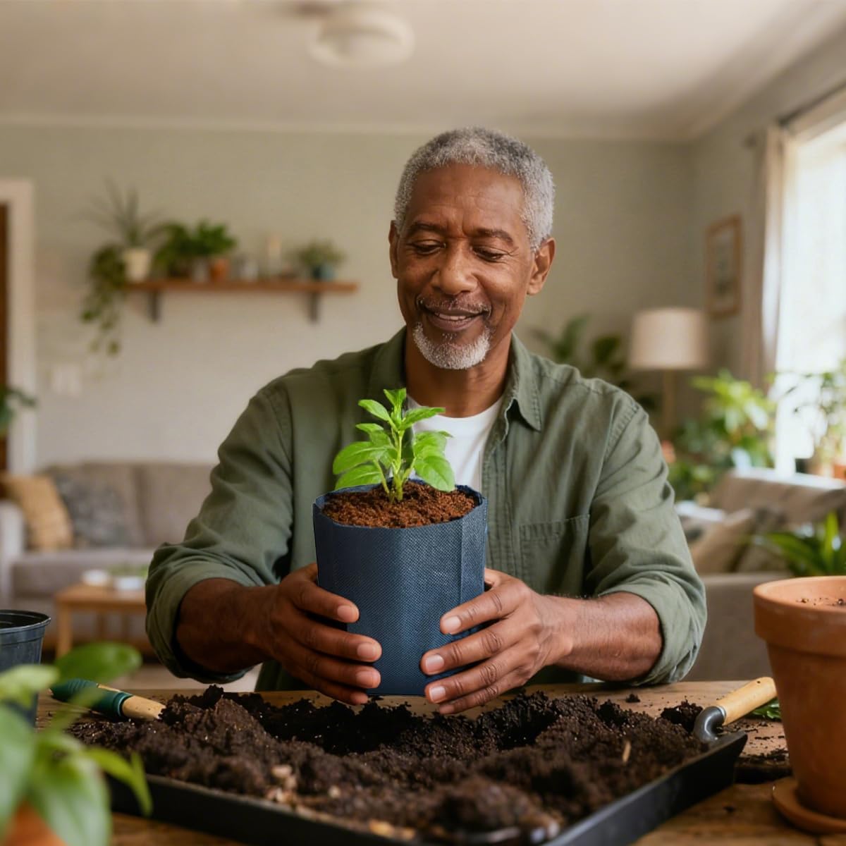 gardtree Plant Nursery Bags 7” x 7.87” 150PCS, Non-Woven Biodegradable Plant Grow Bags Fabric Seedling Starter for Vegetable Flower Fruit Saplings Tree, Home Garden Supply