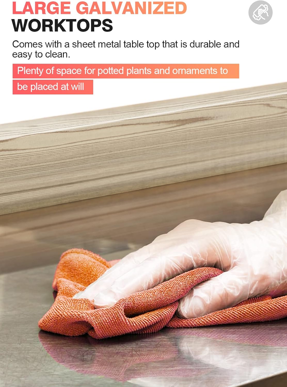 ARNOT Potting Bench, Enhanced 3-Shelf Potting Benches for Outdoors, Wooden Garden Potting Bench Tables W/Metal Tabletop & Cabinet Drawer, 3 Hooks