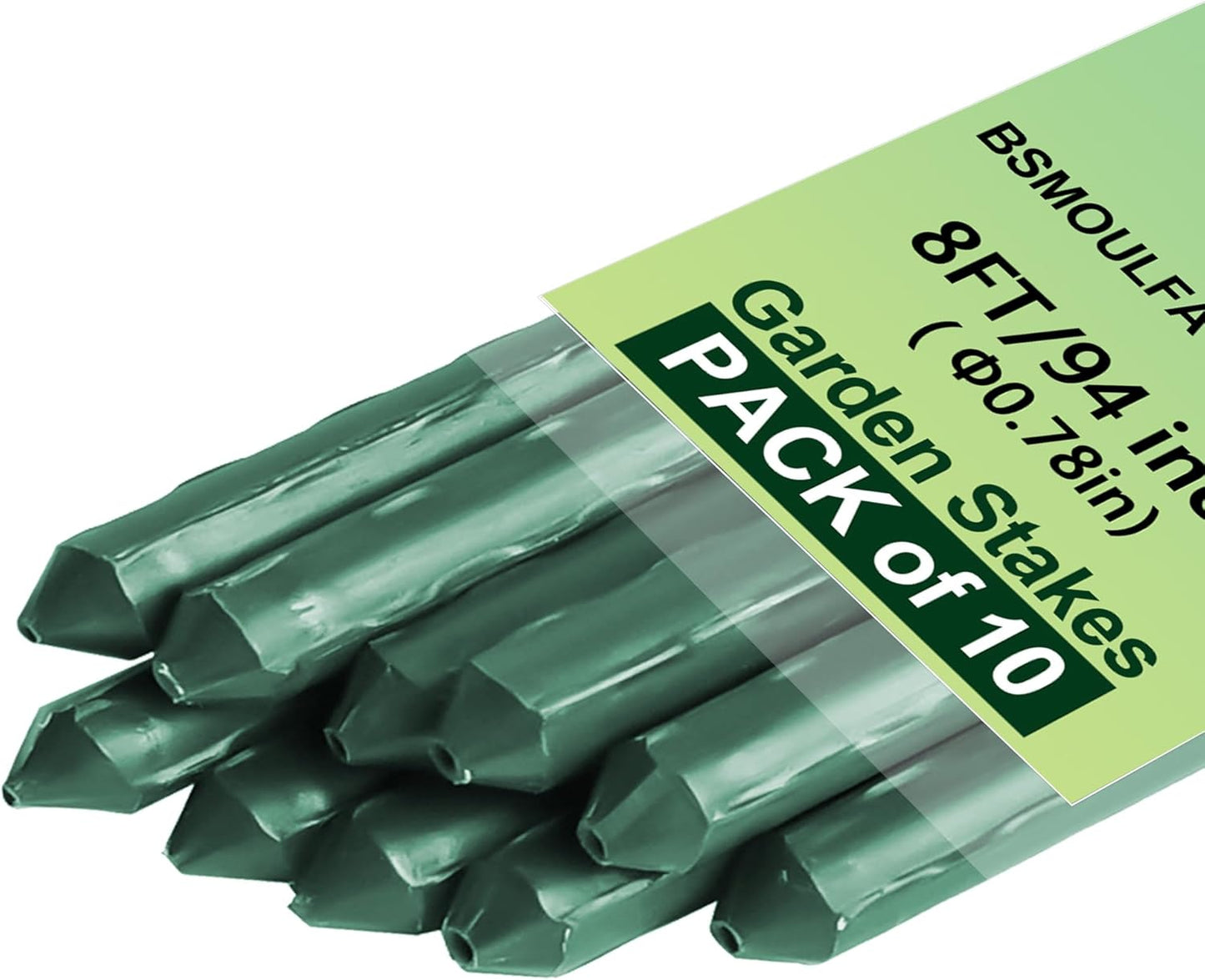 Garden Stakes 8ft, Metal Plant Stakes 8 Feet for Gardening and Farm, 0.78 Inch Dia Plastic Coated Plant Support for Tomato, Cucumber, Bean, Flower, Potted and More Climbing Plants 10 Pack