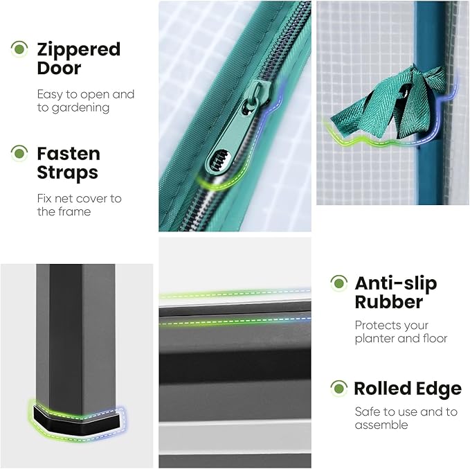 KING BIRD Large Raised Garden Bed with Cover Galvanized Elevated Planter Box with Legs 48×24×56 in for Backyard, Patio, Balcony, 400lb Capacity, Dark Grey