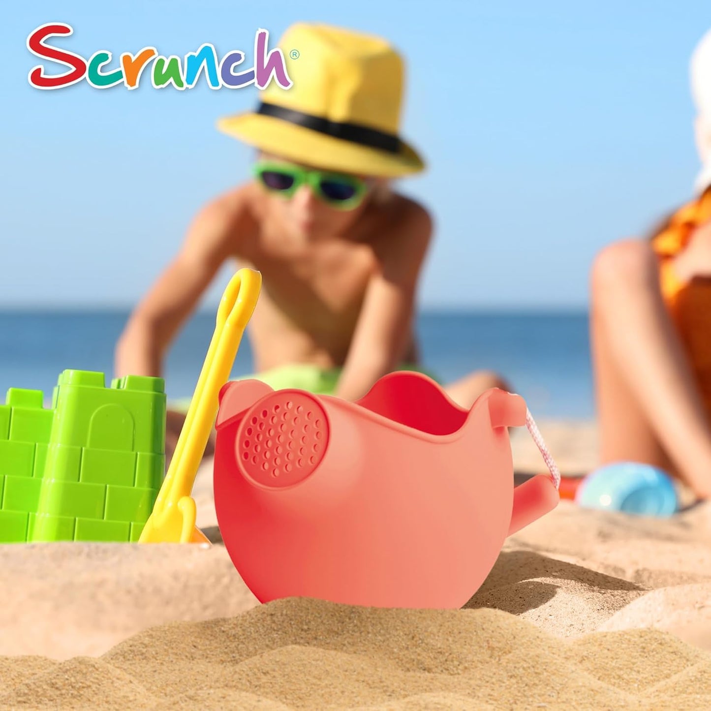 Scrunch Watering Can- Coral- Collapsible, Lightweight & Eco-Friendly- Silicone Portable Water Pitcher for Kids, Beach, Garden & Travel- Durable & BPA-Free