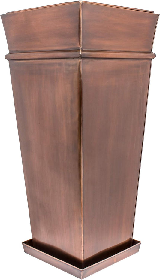 H Potter Tall Planter Indoor Outdoor Flower Container Antique Copper with Drip Tray