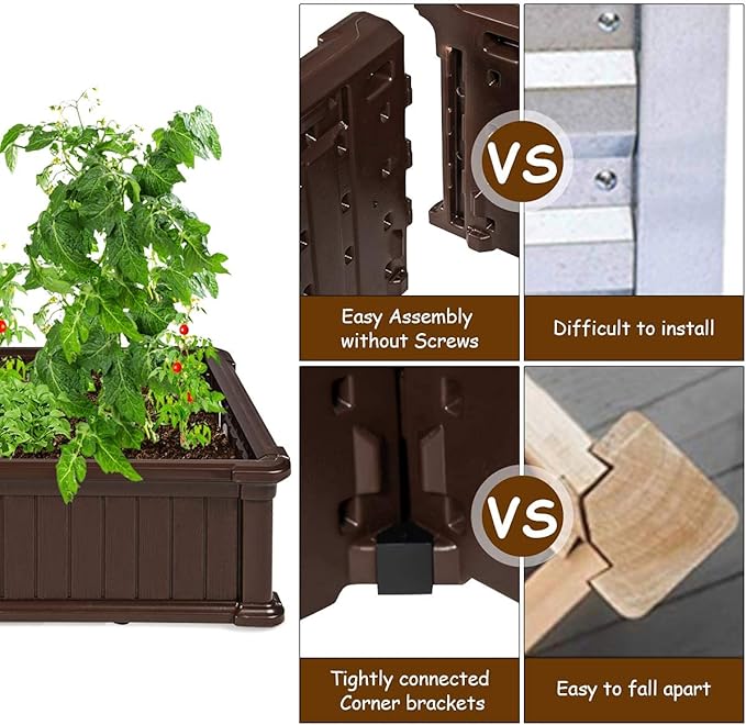 Giantex Raised Garden Bed, Planter for Flower Vegetables, Outdoor Plant Box Patio Backyard, Easy Assembly (48''Lx24''Wx12''H, Brown)