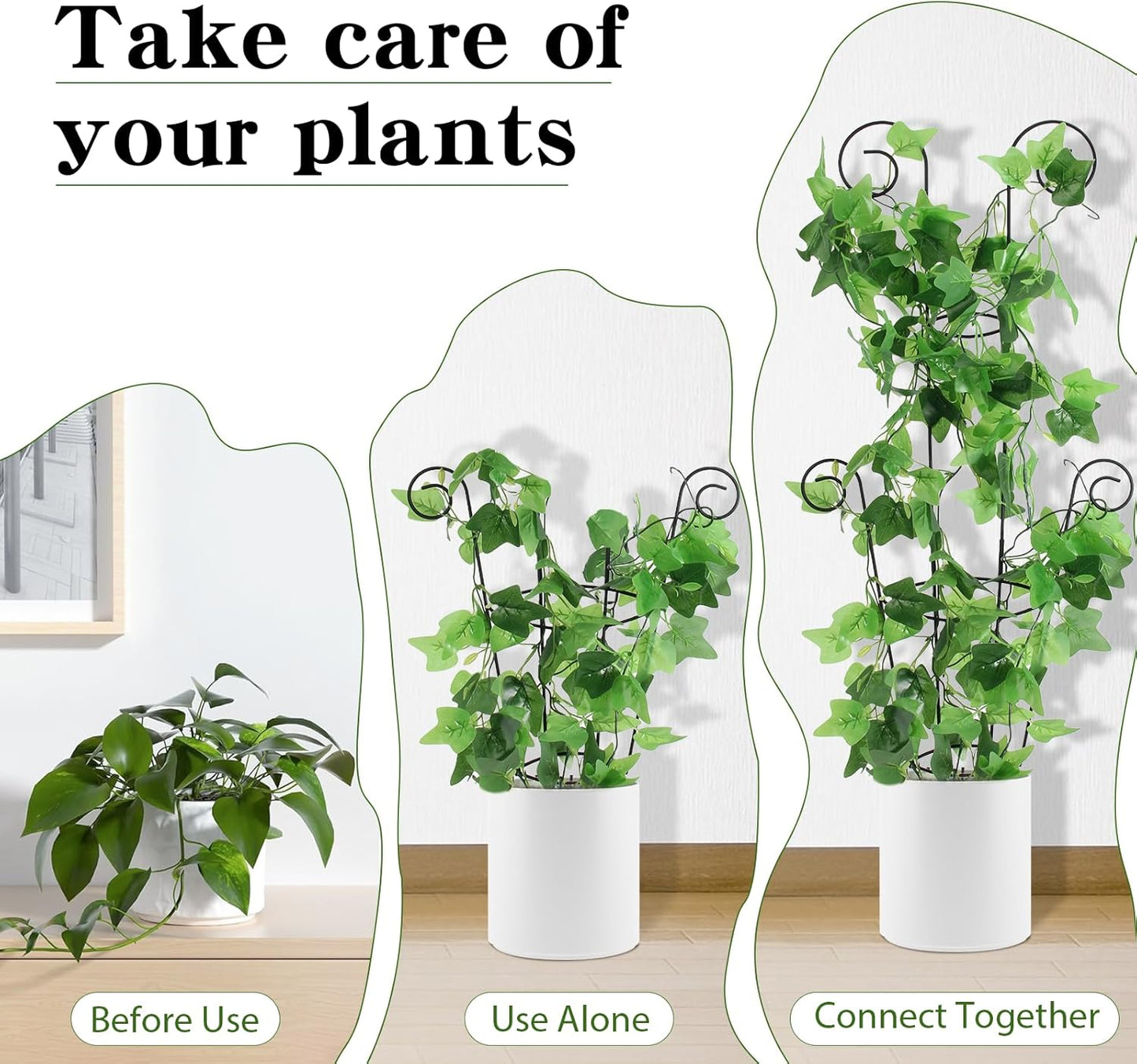 ZOUTOG Trellis for Climbing Plants Indoor 4 Pack 30 Inch,Rustproof Metal Garden Trellis for Potted Plants,Sturdy Houseplant Support Indoor Outdoor for Ivy Pothos Monstera Hoya Flower Vine(Black Round)