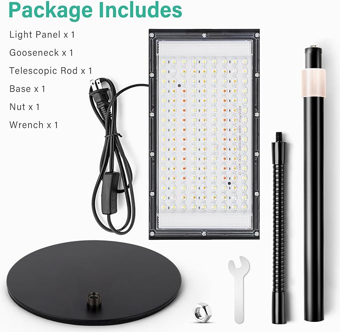 LBW Grow Light for Indoor Plants,144 LED Full Spectrum Plant Light for Indoor Plants, Large Desk Grow Lamp with On/Off Switch, Height Adjustable, Flexible Gooseneck, Ideal for Indoor Grow