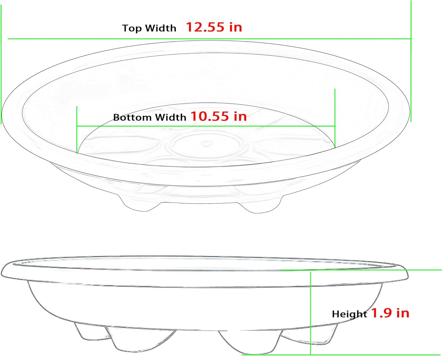 Plant Saucer 12 inch, 6 Pack of Clear Plant Drip Trays, Plant Plates to Catch Water Indoor Plants, Plant Drainage Tray for Planters