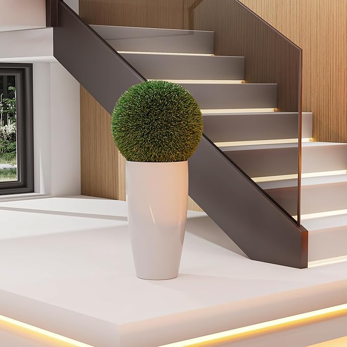 QCQHDU 24 inch Tall Planter for Indoor & Outdoor Plants, 2 Pack Sturdy Plant Flower Pots Modern Decor for Front Porch Patio Deck Living Room