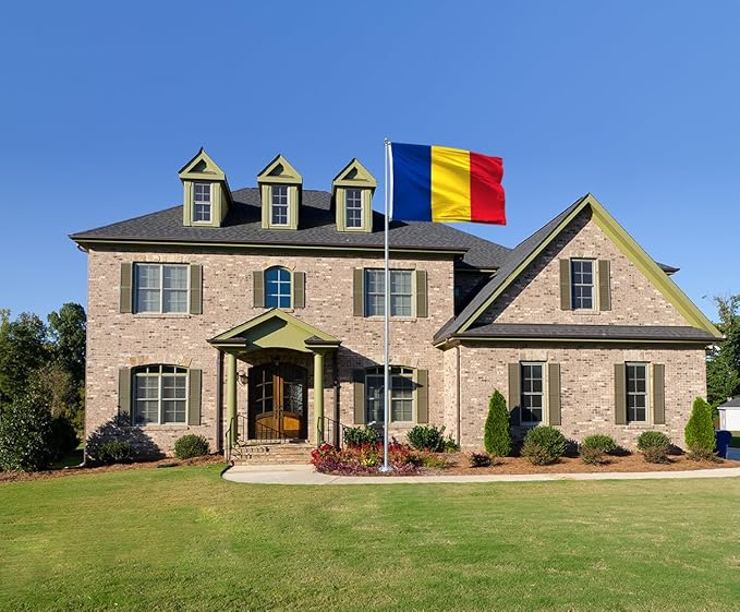 Romania Flag 5x8FT Romanian National Polyester Banner With 2 Grommets Fade Resistant Vivid Color For Patriotic Festival Events Party Decoration(Romania, 5x8FT)