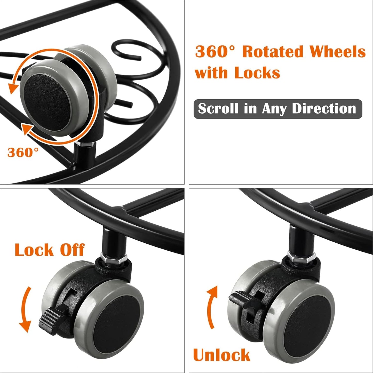 5 Pack Plant Caddy with Wheels Heavy Duty 13.5 Inches Metal Plant Stand with Wheels Plant Dolly Rolling Plant Stand Plant Roller with Casters for Indoor and Outdoor, Bronze