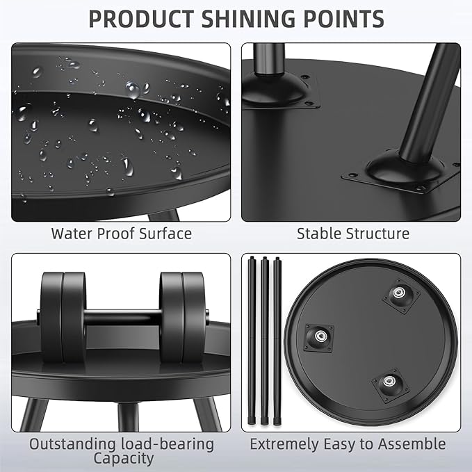 Plant Stand Indoor Outdoor - Flower Pot Stands Tall Metal - Heavy Duty Plant Holder - Small Round Plant Table for Living Room Balcony Patio Garden Home